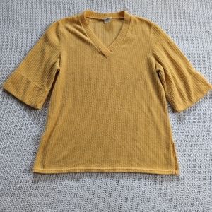 VTG 80s Beeline Fashions Shirt Golden Yellow Nubby Textured Top Women's Medium